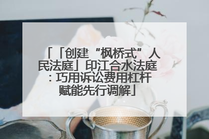 「创建“枫桥式”人民法庭」印江合水法庭：巧用诉讼费用杠杆 赋能先行调解