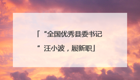 “全国优秀县委书记”汪小波，履新职