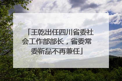 王乾出任四川省委社会工作部部长，省委常委靳磊不再兼任