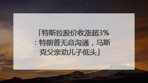 特斯拉股价收涨超3%：特朗普无意沟通，马斯克父亲劝儿子低头