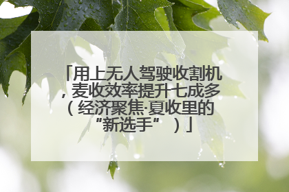用上无人驾驶收割机，麦收效率提升七成多（经济聚焦·夏收里的“新选手”）