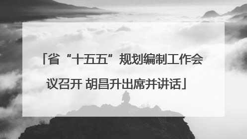 省“十五五”规划编制工作会议召开 胡昌升出席并讲话