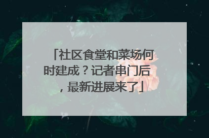 社区食堂和菜场何时建成？记者串门后，最新进展来了