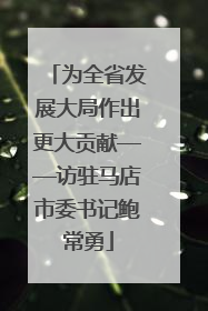 为全省发展大局作出更大贡献——访驻马店市委书记鲍常勇