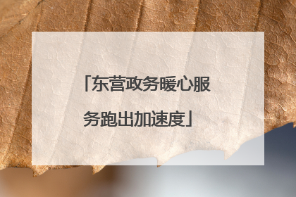 东营政务暖心服务跑出加速度