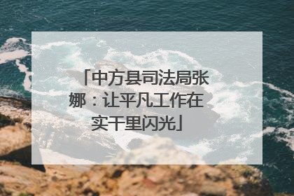 中方县司法局张娜：让平凡工作在实干里闪光