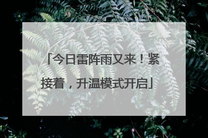 今日雷阵雨又来！紧接着，升温模式开启