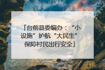 台前县委编办：“小设施”护航“大民生” 保障村民出行安全