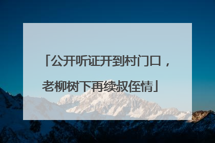 公开听证开到村门口，老柳树下再续叔侄情