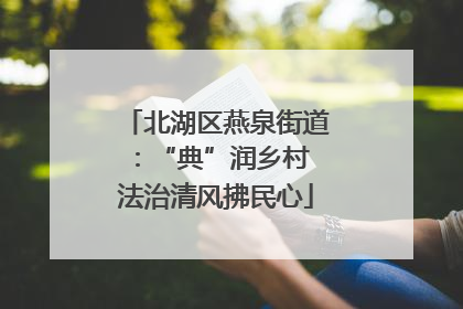 北湖区燕泉街道：“典”润乡村 法治清风拂民心