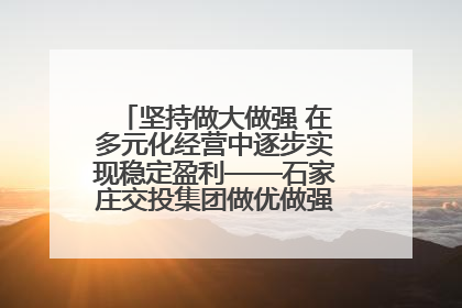坚持做大做强 在多元化经营中逐步实现稳定盈利——石家庄交投集团做优做强典型报道之三