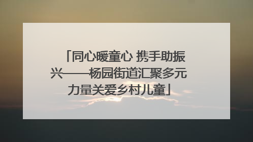 同心暖童心 携手助振兴——杨园街道汇聚多元力量关爱乡村儿童