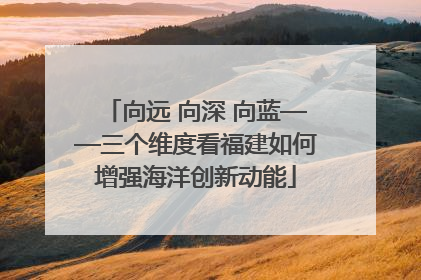 向远 向深 向蓝——三个维度看福建如何增强海洋创新动能