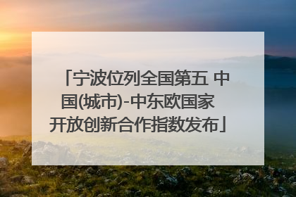 宁波位列全国第五 中国(城市)-中东欧国家开放创新合作指数发布