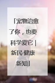 宠物治愈了你，也要科学爱它｜新民·健康新知