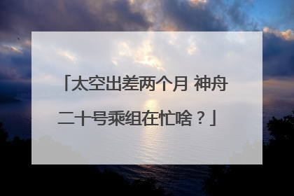太空出差两个月 神舟二十号乘组在忙啥？