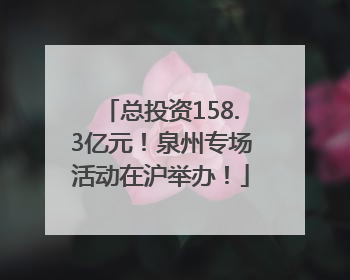 总投资158.3亿元！泉州专场活动在沪举办！