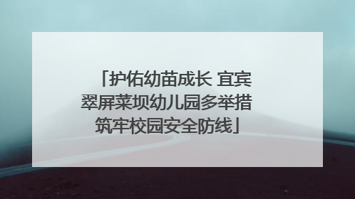 护佑幼苗成长 宜宾翠屏菜坝幼儿园多举措筑牢校园安全防线