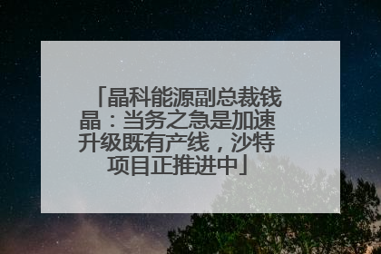 晶科能源副总裁钱晶：当务之急是加速升级既有产线，沙特项目正推进中