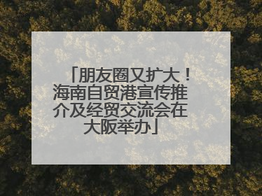 朋友圈又扩大！海南自贸港宣传推介及经贸交流会在大阪举办