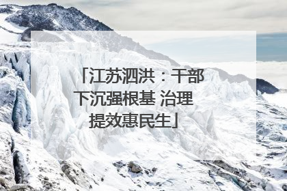 江苏泗洪：干部下沉强根基 治理提效惠民生