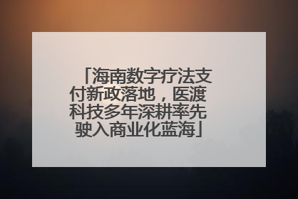 海南数字疗法支付新政落地，医渡科技多年深耕率先驶入商业化蓝海