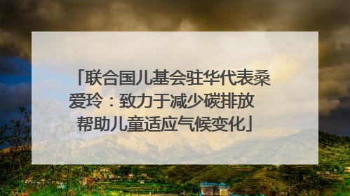 联合国儿基会驻华代表桑爱玲：致力于减少碳排放 帮助儿童适应气候变化