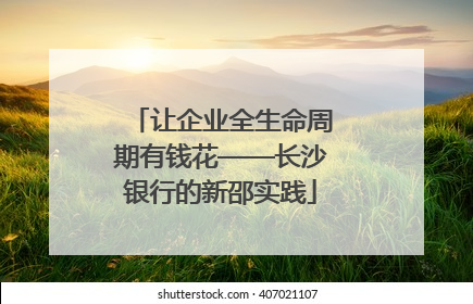 让企业全生命周期有钱花——长沙银行的新邵实践