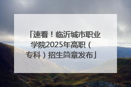 速看！临沂城市职业学院2025年高职（专科）招生简章发布