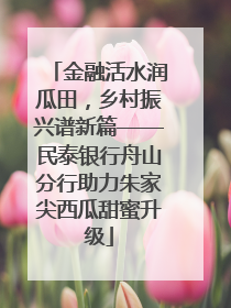 金融活水润瓜田，乡村振兴谱新篇——民泰银行舟山分行助力朱家尖西瓜甜蜜升级