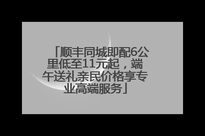 顺丰同城即配6公里低至11元起，端午送礼亲民价格享专业高端服务
