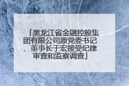 黑龙江省金融控股集团有限公司原党委书记、董事长于宏接受纪律审查和监察调查